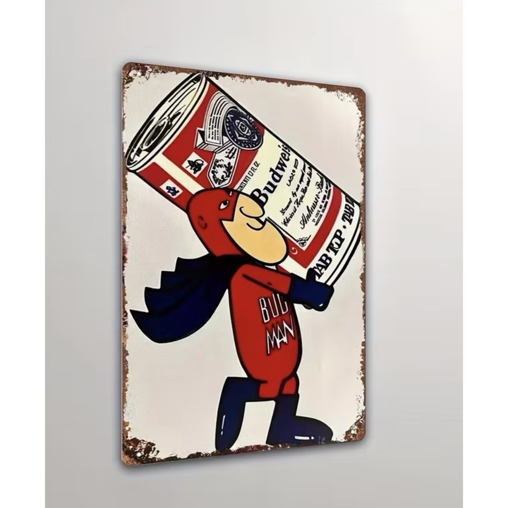 Bud Man Metal Tin Sign Bud Light Budweiser Retro Design Man Cave Bar Beer 8x12